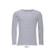 SOL'S SO01402 SOL'S MARINE HOSSZÚ UJJÚ CSÍKOS PÓLÓ, White/Navy - L