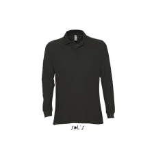 SOL'S STAR hosszú ujjú férfi galléros pamut póló SO11328, Black-XL férfi póló