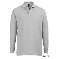 SOL'S STAR hosszú ujjú férfi galléros póló SO11328, Grey Melange-2XL