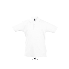 SOL'S SUMMER II KIDS gyerek galléros pamut póló SO11344, White-8A