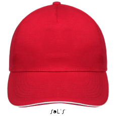 SOL'S tépőzáras 5 paneles pamut baseball sapka SO88110, Red/White-U