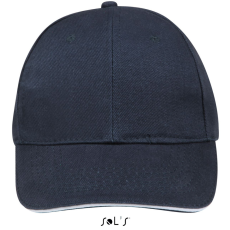 SOL'S vastag 6 paneles pamut baseball sapka SO88100, French Navy/White-U
