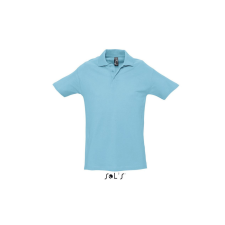 SOL&#039;S WINTER II rövid ujjú három gombos férfi galléros pamut piké póló SO11362, Atoll Blue-XL férfi póló