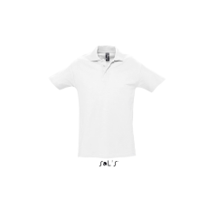 SOL'S WINTER II rövid ujjú három gombos férfi galléros pamut piké póló SO11362, White-XL