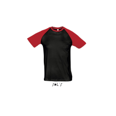 SOL'S Funky - férfi 2 színű raglán ujjú póló (black/grey melange, M)