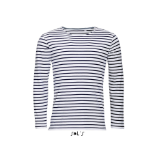 SOL'S Marine Men - hosszú ujjú csíkos póló (white/navy, 2XL)