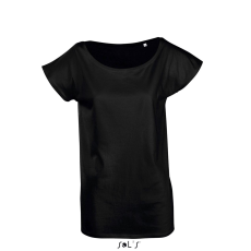 SOL'S Marylin - női rövid ujjú hosszú kimonó póló (deep black, L)