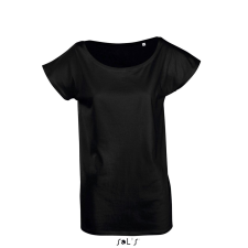 SOL'S Marylin - női rövid ujjú hosszú kimonó póló (deep black, S) munkaruha
