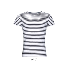 SOL'S Miles Men - környakú csíkos póló (white/navy, M)