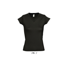 SOL'S Moon - női v-nyakú póló (deep black, XL) munkaruha