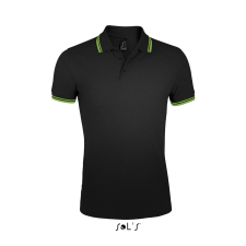 SOL'S Pasadena Men - galléros póló (black/lime, 2XL) munkaruha