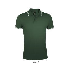 SOL'S Pasadena Men - galléros póló (forest green/white, 2XL) munkaruha