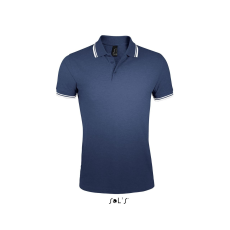 SOL'S Pasadena Men - galléros póló (french navy/neon orange, L)