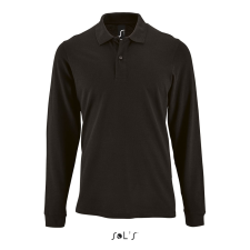 SOL'S Perfect LSL Men - hosszú ujjú piké galléros póló (black, 3XL) munkaruha