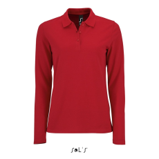 SOL'S Perfect LSL Women - hosszú ujjú piké galléros póló (red, 2XL)