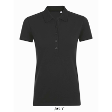 SOL'S Phoenix Women - gyapjú-elasztán galléros póló (black, XL)