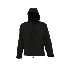 SOL'S Replay Men - kapucnis softshell dzseki (black, 3XL)
