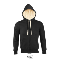 SOL'S Sherpa - unisex zipzáros pulóver sherpa béléssel (black, 2XL)