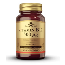 SOLGAR B12 vitamin, 500 mcg, 50 db növényi kapszula vitamin és táplálékkiegészítő