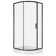  Solid RPS 80 fekete íves egyajtós zuhanykabin tálca nélkül kád, zuhanykabin