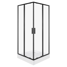  Solid SQ 80 fekete szögletes zuhanykabin zuhanytálcával kád, zuhanykabin