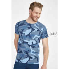 SOLS Póló Sols kereknyakú férfi (100%pamut 150g/m2) blue camo, L