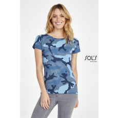 SOLS Póló SolS kereknyakú férfi női (100%pamut 150g/m2) blue camo, M