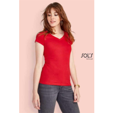 SOLS Póló Sols Moon női v-nyakú női (100%pamut 150g/m2) red, 2XL