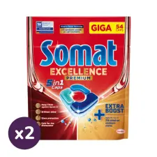 Somat Excellence Premium 5in1 kapszula (2x54 mosogatás) tisztító- és takarítószer, higiénia