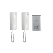 Somogyi Elektronic Home DP 012 kétlakásos vezetékes kaputelefon szett, kétvezetékes rendszer, kiváló hangátvitel, kapunyitó elektronika, falba süllyeszthető külső egység kaputelefon