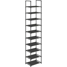 Songmics 10 szintes cipőtartó, helytakarékos cipő polc 30x30x173 cm, fekete bútor