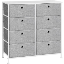 Songmics 8 Fiókos Tárolószekrény Textil Szürke-Fehér Fémvázas Komód bútor