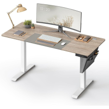 Songmics Állítható magasságú elektromos íróasztal memória funkcióval 60x140 cm, fehér-greige | SONGMICS íróasztal