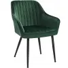 Songmics Bársony huzatú fotel karfával, 120 kg teherbírás, 63x60x85 cm, zöld