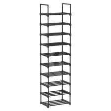 Songmics Cipőtartó, 10 szintes fém cipőtároló polc 174x45x30cm, fekete bútor