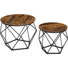 Songmics Dohányzóasztalok, 2 oldalsó asztal, robusztus acél váz, barna-fekete (0194343106397) bútor