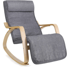 Songmics Fa hintaszék, állítható lábtámasz, maximum 150kg, 55x122x84cm, sötétszürke bútor