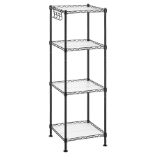 Songmics Fürdőszobai polc, fém tároló állvány, 30x30x102 cm, fekete fürdőszoba bútor