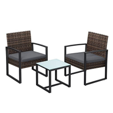 Songmics GGF010G05 Polyrattan Kerti Bútor Szett Fekete-Szürke kerti bútor