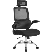 Songmics irodai szék, ergonomikus, hálós szék deréktámasszal és állítható fejtámlával, fekete forgószék