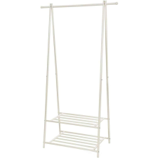 Songmics Kabáttartó, kabátállvány, ruhafogas 2 szintes polccal, cipőtárolóval, fehér bútor