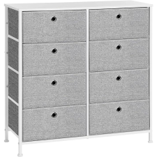 Songmics komód, tárolóegység 8 könnyen kihúzható textilfiókkal, világosszürke és fehér színben bútor