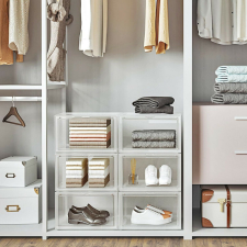  SONGMICS LSP03CW cípő tároló doboz, 3 egymásra rakható cipőrendező átlátszó ajtóval bútor