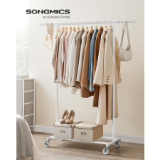 SONGMICS Mobil állítható méretű ruhaakasztó, szobainas, extra alsó polccal, Fehér HSR013W01 bútor