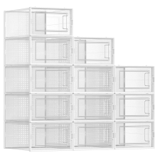 Songmics Nagy méretű cipőtároló doboz, műanyag tároló 12db, átlátszó 33x23x14cm bútor