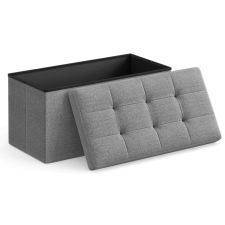 Songmics Összecsukható szék puha üléssel, tárolóhely 80liter, maximum 300kg, 76x38x38cm, szürke bútor