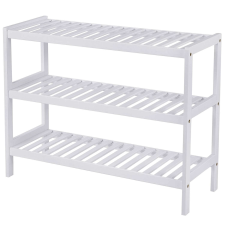 Songmics Polc 3 szintes cipőhöz, bambusz, fehér, 70 x 55 x 26 cm bútor