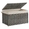 Songmics Rattan stílusú tárolódoboz, tároló kosár, 65 literes, szürke