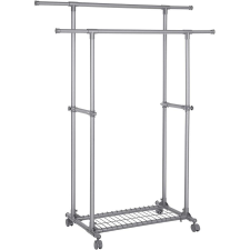 Songmics Ruhaállvány, Kettős ruhasín hosszabbítható 87-tol 150 cm-ig bútor