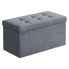 Songmics Tárolópad, bársony puff tetővel, 2 dobozzal, szürke bútor